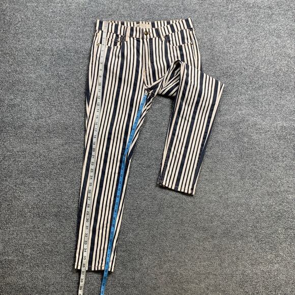 Free People Pants Womens 29 Multi Cotton Blend Zip Stripe Pockets Skinny Ankle - Picture 7 of 13